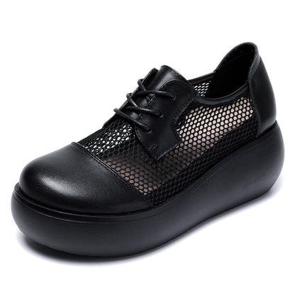 Zapatos de cuero con cordones y malla
