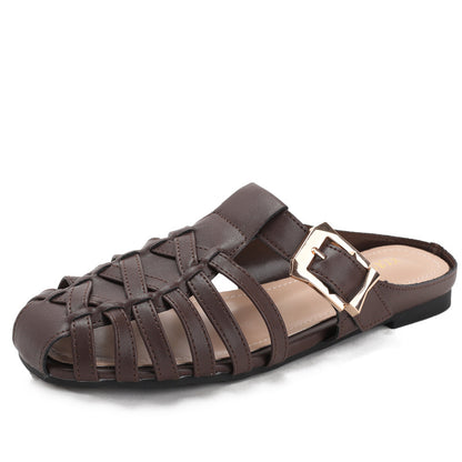 Mule Trenzado Hebilla Mujer
