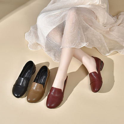 Zapatos de piel slip-on de tacón bajo vintage