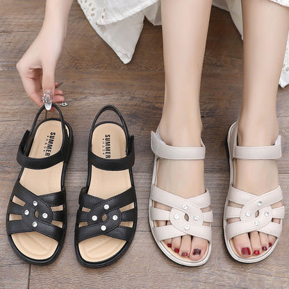 Sandalias de mamá transpirables con diamantes de imitación