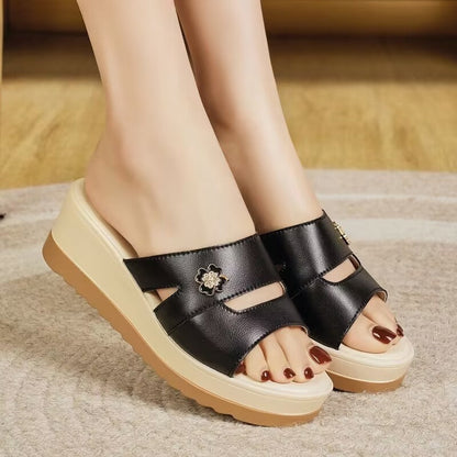 Zapatillas de flores de suela gruesa