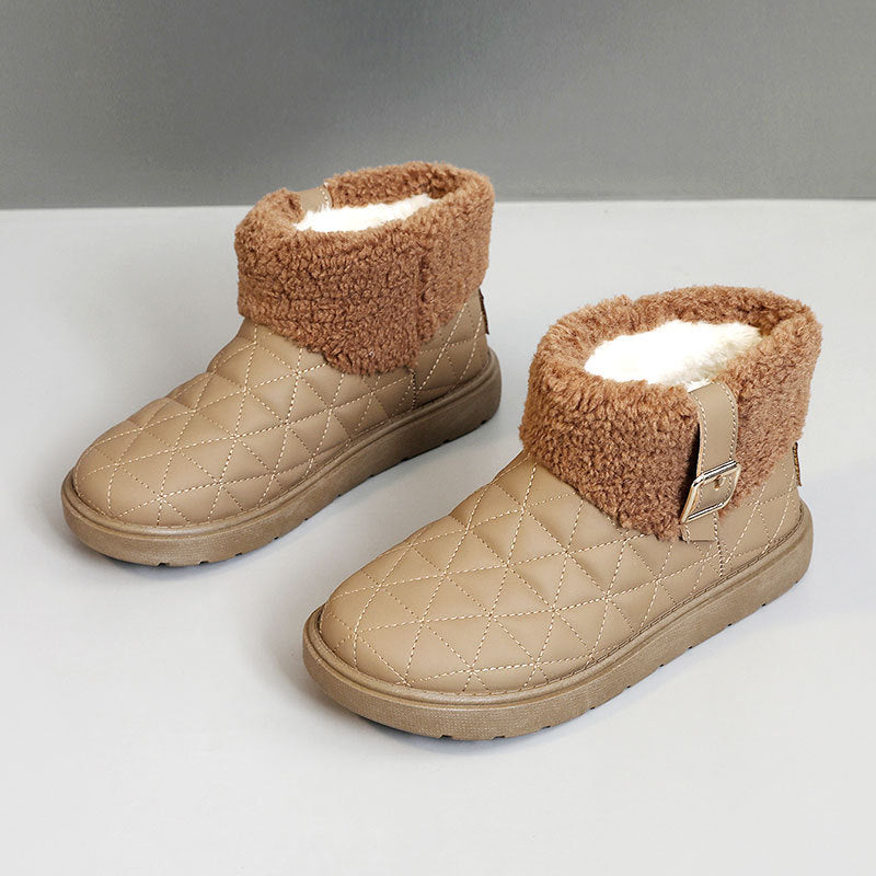Zapatos de algodón con aumento de altura de color sólido y forro polar