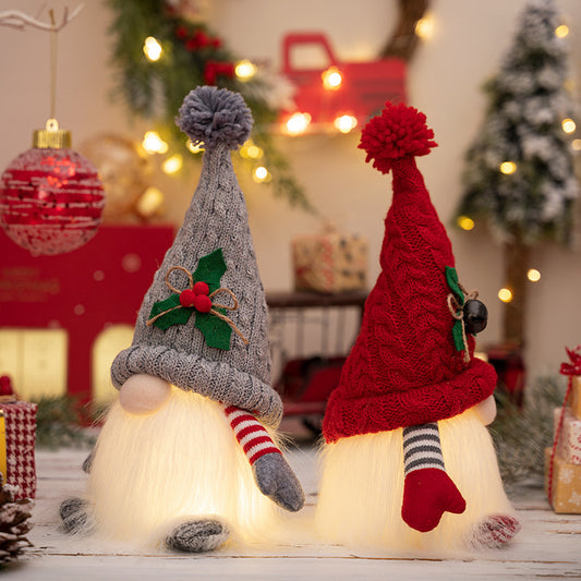 Gorro de punto iluminado de alta gama Gnomo navideño (dos piezas)