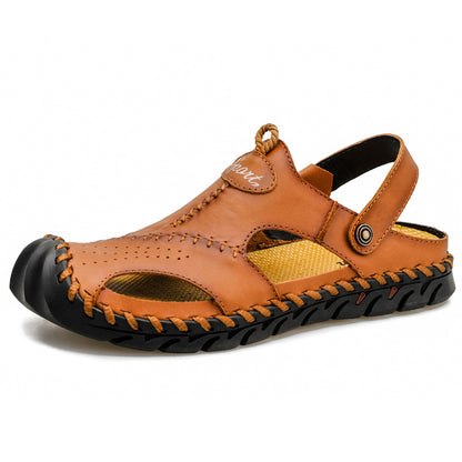 Zapatillas de cuero para hombre con cierre frontal
