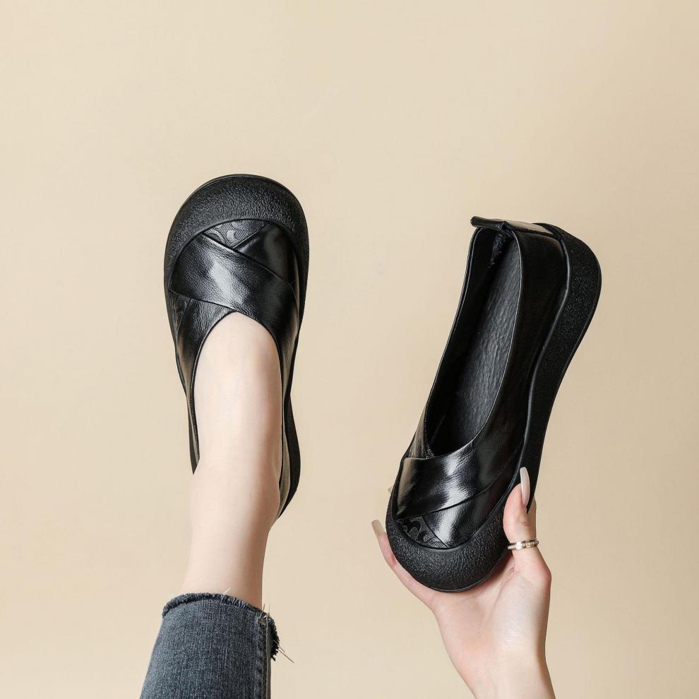 Zapato de Piel Cómodo Estilo Vintage Mujer