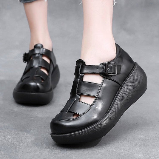 Zapatos ortopédicos de cuero suave con suela gruesa