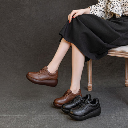 Zapatos retro de cuero con cordones