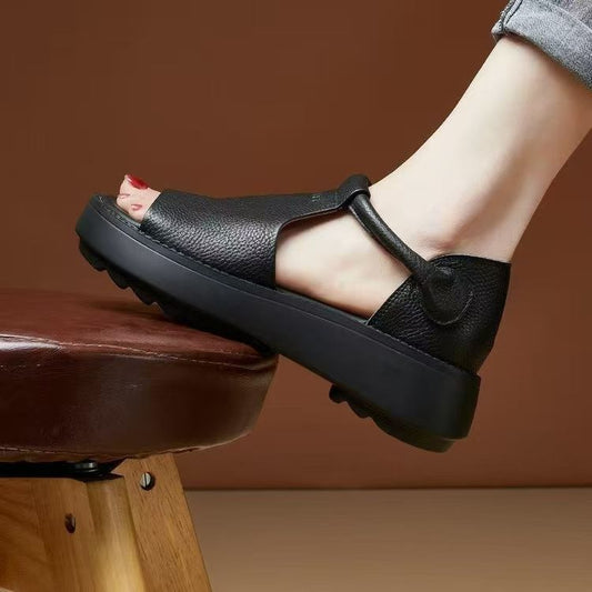 Sandalias de cuña con plataforma y parte abierta para mujer
