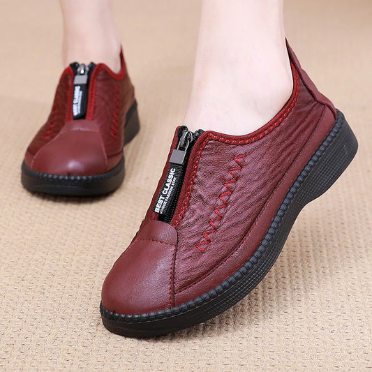Zapatos de cuero con suela blanda y cremallera 2025