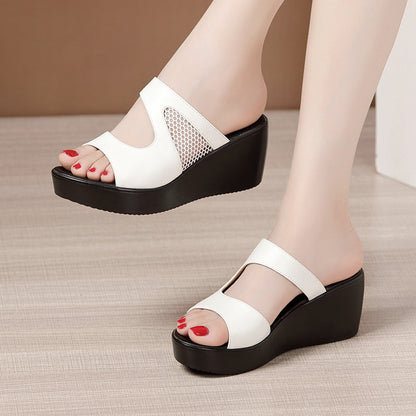 Sandalias de cuña de malla