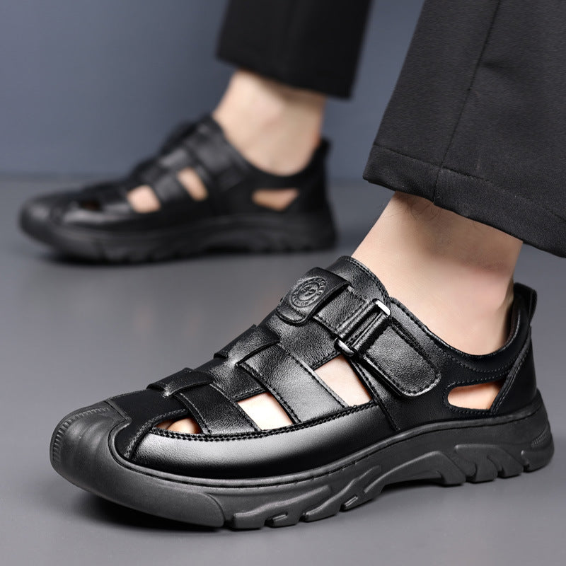 Zapatos de tirantes con bolsillo para hombres, de cuero