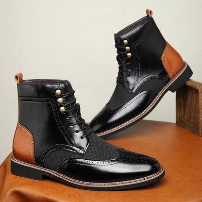 Botines de caña alta para hombre con diseño de bloques de color