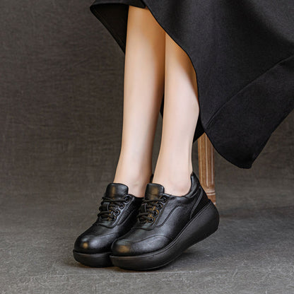 Zapatos retro de cuero con cordones