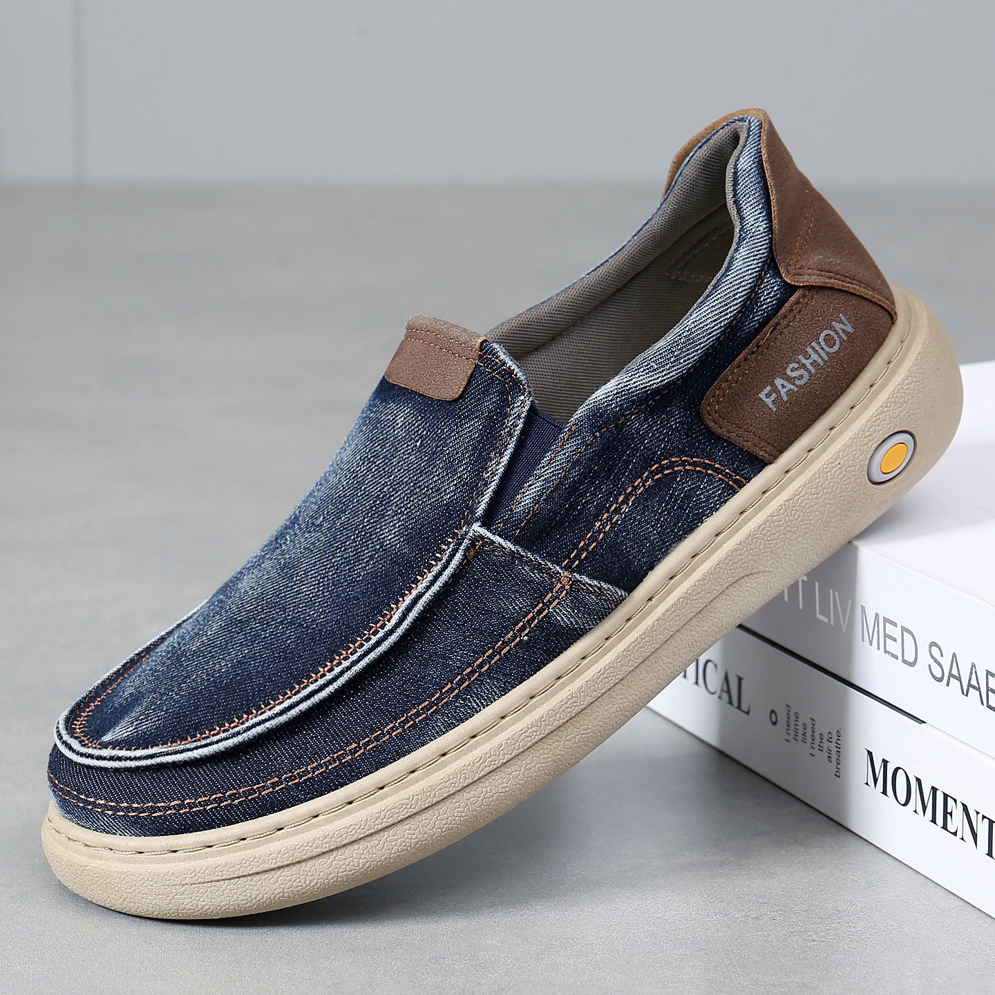 Zapatos Hombre Mezclilla Slip-On Suela Gruesa