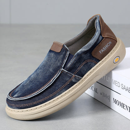 Zapatos Hombre Mezclilla Slip-On Suela Gruesa