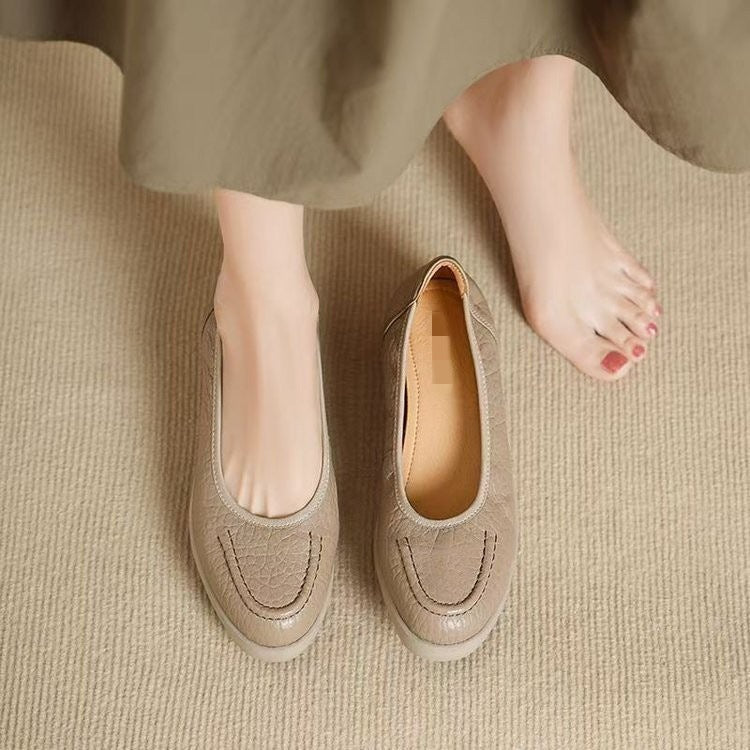 Zapato de Piel Genuina con Plataforma Suave para Mujer