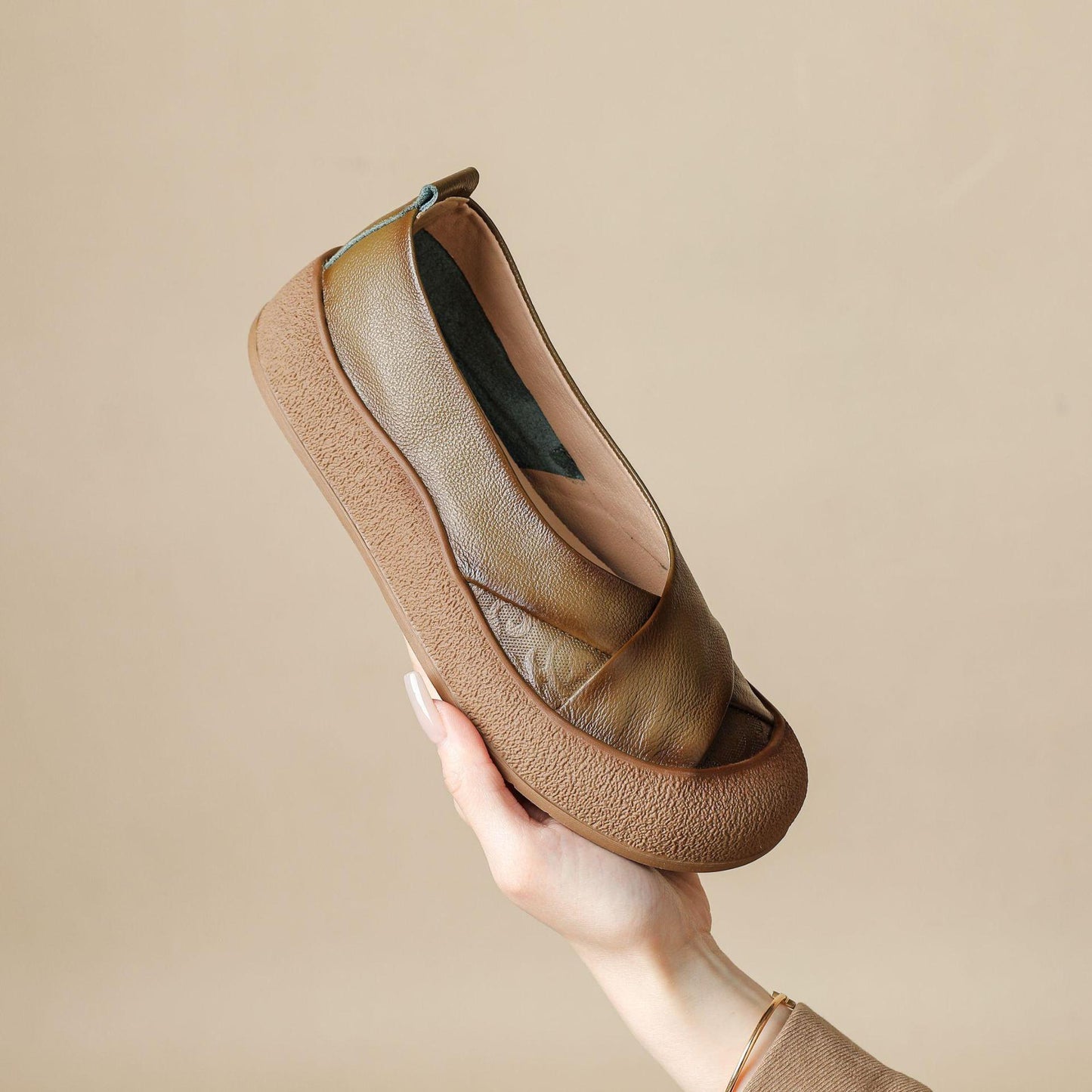 Zapato de Piel Cómodo Estilo Vintage Mujer
