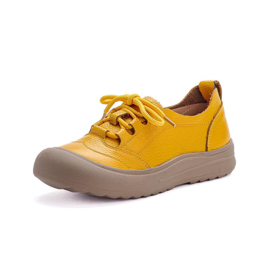 Zapatos casuales de piel genuina con punta redonda y suela suave