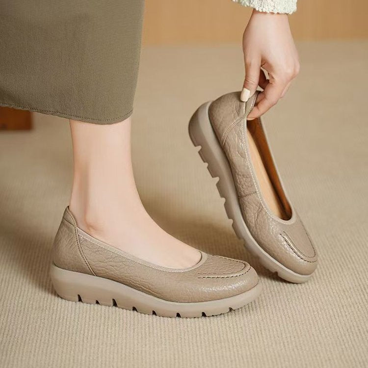 Zapato de Piel Genuina con Plataforma Suave para Mujer