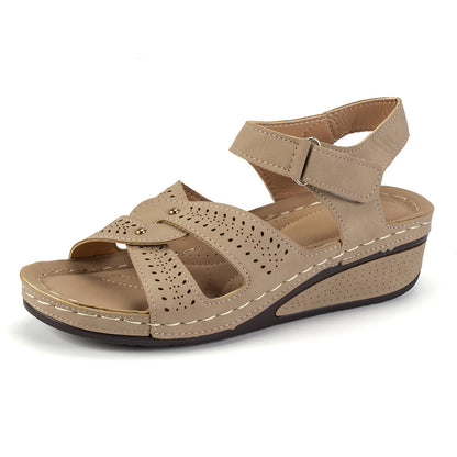 Sandalias de cuña con plataforma y velcro ajustable