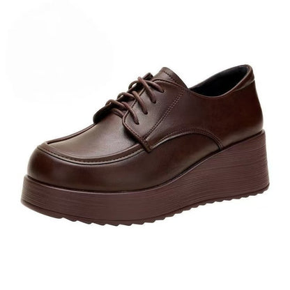Zapatos de cuero con plataforma punta redonda y cordones