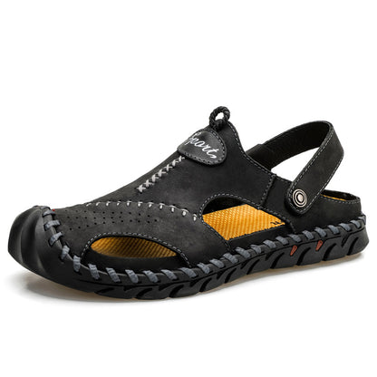 Zapatillas de cuero para hombre con cierre frontal