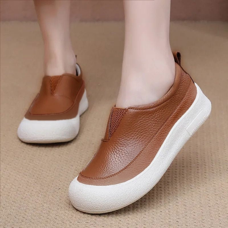 Zapatos de plataforma bicolor 100% cuero genuino