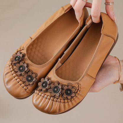 Zapatos étnicos – punta redonda, corte bajo, suela plana