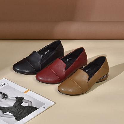 Zapatos de piel slip-on de tacón bajo vintage