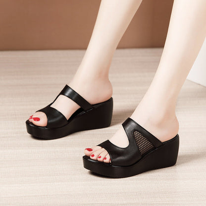 Sandalias de cuña de malla