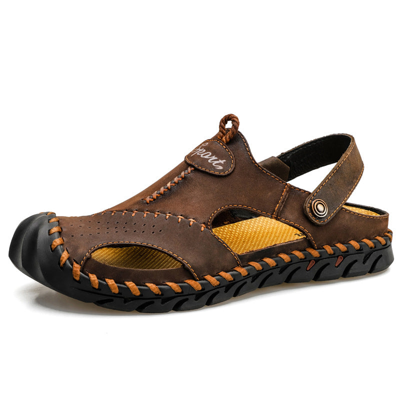 Zapatillas de cuero para hombre con cierre frontal