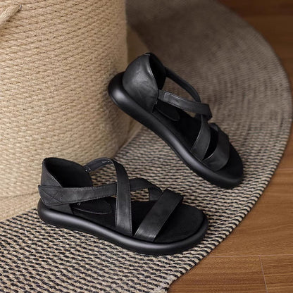 Sandalias tipo gladiador de piel genuina suave