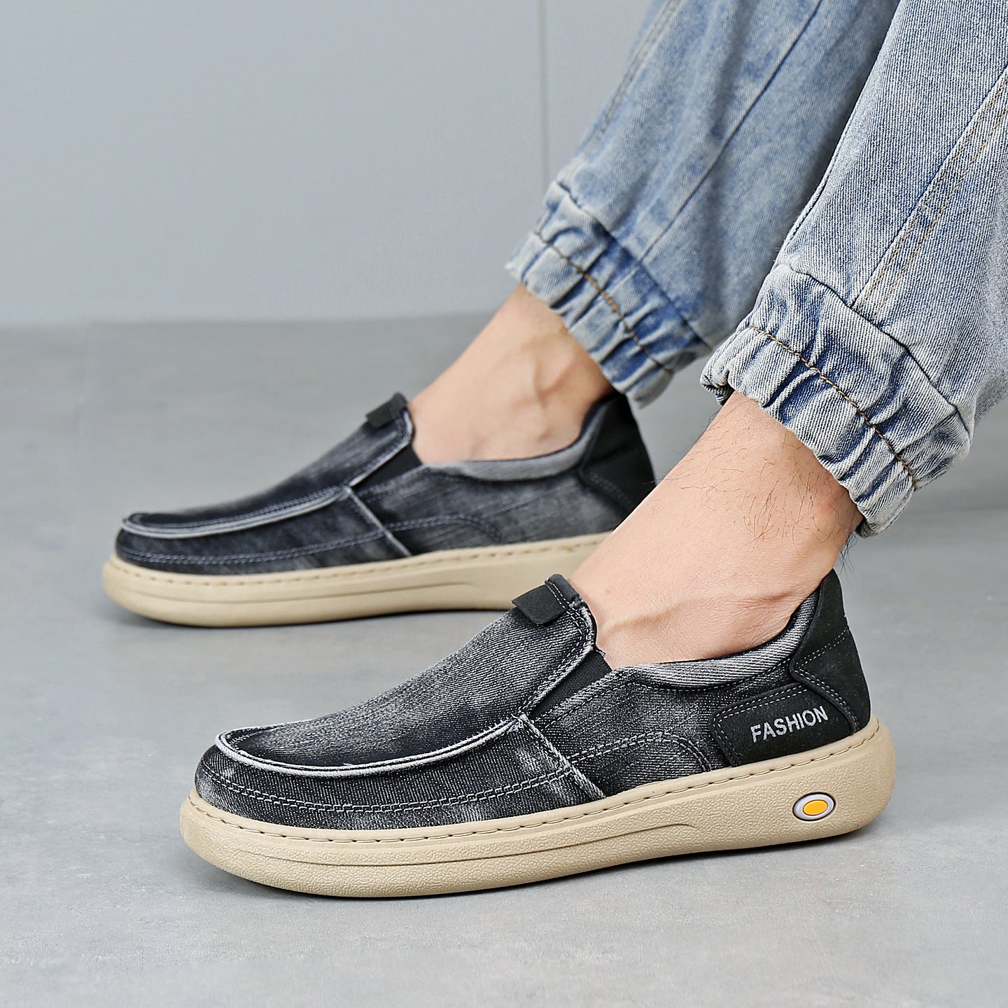 Zapatos Hombre Mezclilla Slip-On Suela Gruesa