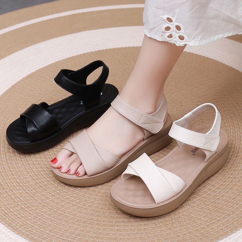 Sandalias de cuero suave con absorción de impactos