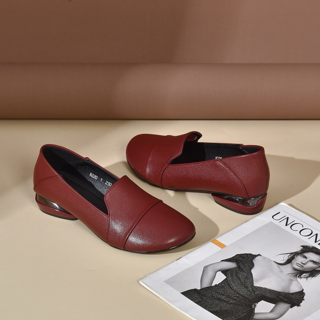 Zapatos de piel slip-on de tacón bajo vintage