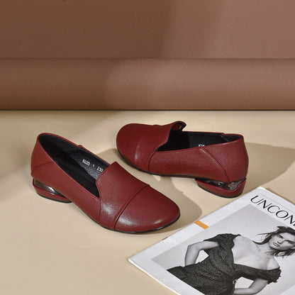 Zapatos de piel slip-on de tacón bajo vintage
