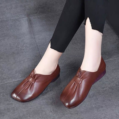 Zapatos retro de piel con punta cuadrada