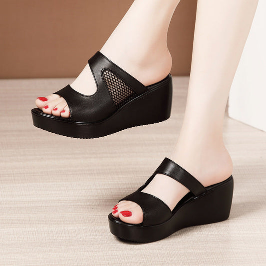Sandalias de cuña de malla