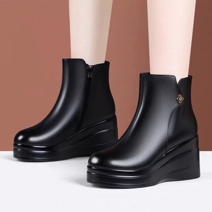 Botines de Cuña Cómodos con Cremallera Lateral