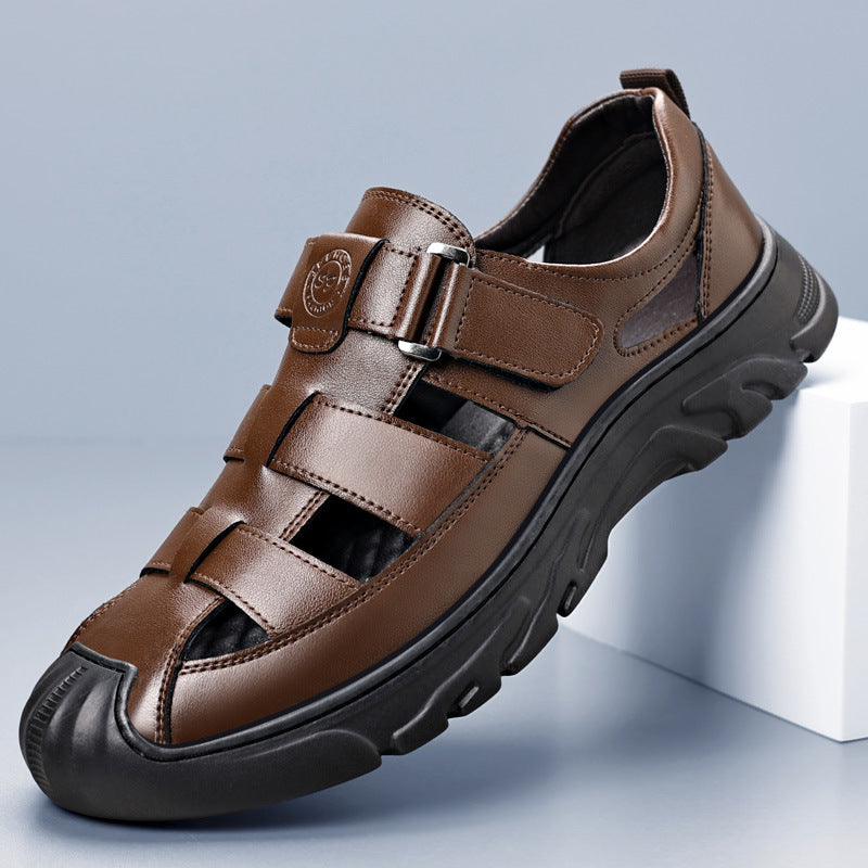 Zapatos de tirantes con bolsillo para hombres, de cuero