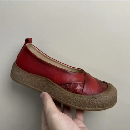 Zapato de Piel Cómodo Estilo Vintage Mujer