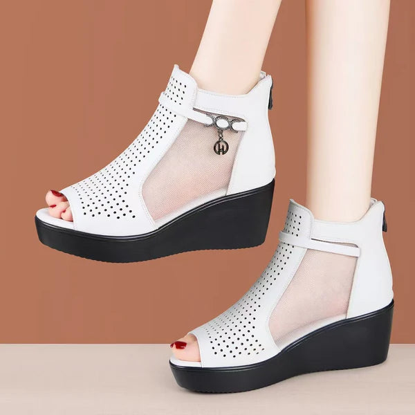 Sandalias de malla con puntera abierta