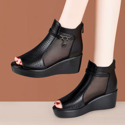 Sandalias de malla con puntera abierta