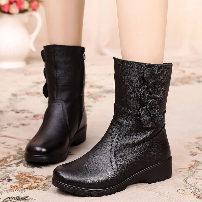 Lunasd™ Botas mom de cuero suave